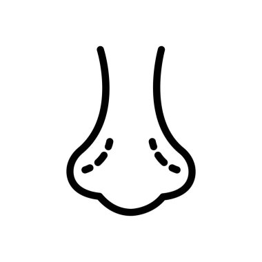 Saydam bir arkaplan üzerinde burun şekli vektör çizimi. Konsept ve grafik tasarım için ince çizgi simgesi..