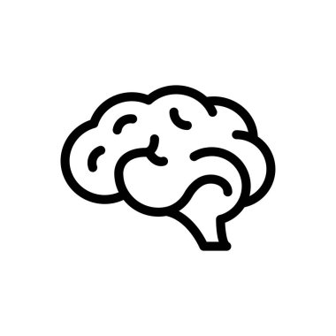 Saydam bir arkaplanda beyin vektör çizimi. Konsept ve grafik tasarım için ince çizgi simgesi..