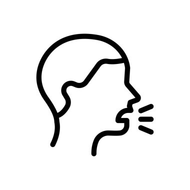 Şeffaf bir arkaplanda öksürük vektörü çizimi. Konsept ve grafik tasarımı için ince çizgi simgesi..