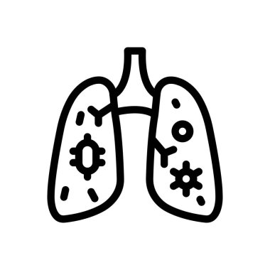 Şeffaf bir arkaplanda akciğer vektör çizimi. Konsept ve grafik tasarım için ince çizgi simgesi..