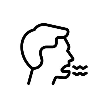 Saydam bir arkaplanda ağız vektör çizimi. Konsept ve grafik tasarım için ince çizgi simgesi..