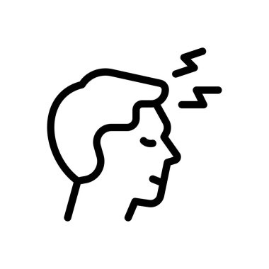 Şeffaf bir arkaplan üzerinde baş ağrısı vektörü çizimi. Konsept ve grafik tasarım için ince çizgi simgesi..