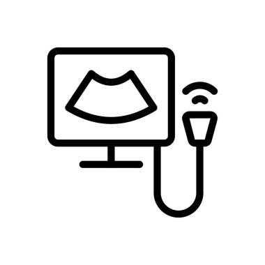 Şeffaf bir arkaplanda ultrason vektör çizimi. Konsept ve grafik tasarımı için ince çizgi simgesi..