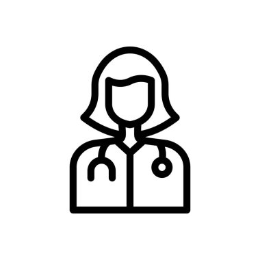 Şeffaf bir arkaplan üzerinde doktor vektör çizimi. Premium kalite semboller. Konsept ve grafik tasarım için ince çizgi simgesi.