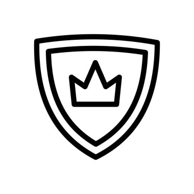 Saydam bir arkaplanda kalkan vektör çizimi. Premium kalite semboller. Konsept ve grafik tasarım için ince çizgi simgesi.