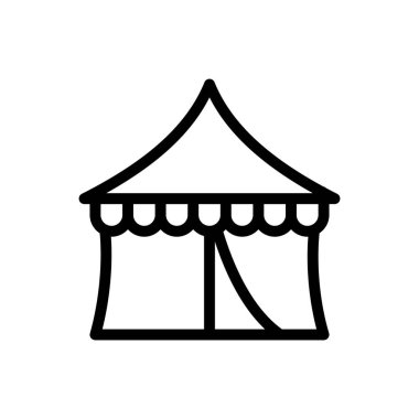 Şeffaf bir arkaplan üzerinde çadır vektör çizimi. Konsept ve grafik tasarımı için ince çizgi simgesi..