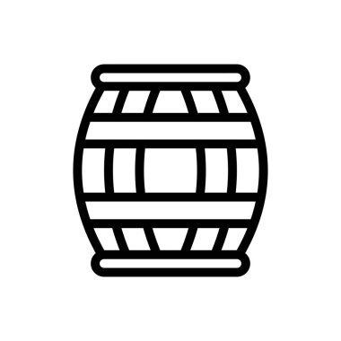 Saydam bir arkaplan üzerinde varil vektör çizimi. Konsept ve grafik tasarım için ince çizgi simgesi..