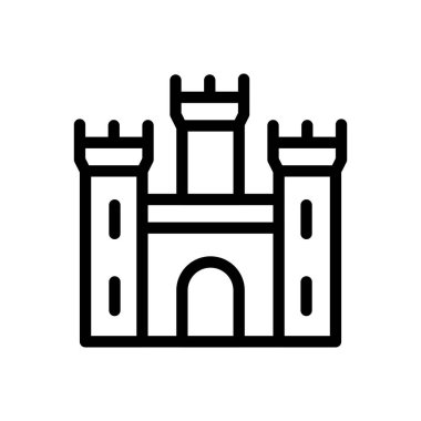 Şeffaf bir arkaplan üzerinde Castle vektör çizimi. Konsept ve grafik tasarım için ince çizgi simgesi.. 