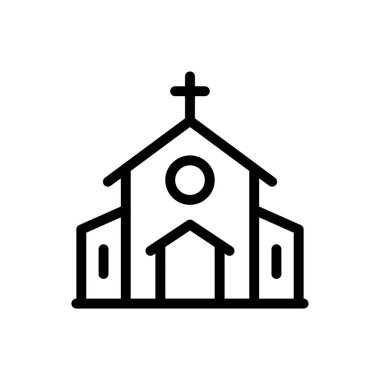 Şeffaf bir arkaplan üzerinde kilise vektör çizimi. Premium kalite semboller. Konsept ve grafik tasarım için ince çizgi simgesi..