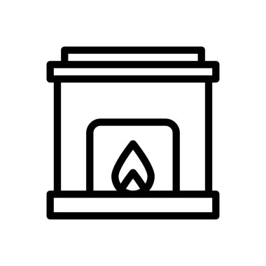 Şeffaf bir arkaplan üzerinde şömine vektör çizimi. Premium kalite semboller. Konsept ve grafik tasarım için ince çizgi simgesi.