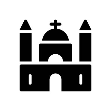 Şeffaf bir arkaplan üzerinde kilise vektör illüstrasyonu. Konsept ve grafik tasarım simgeleri için kaliteli semboller.. 