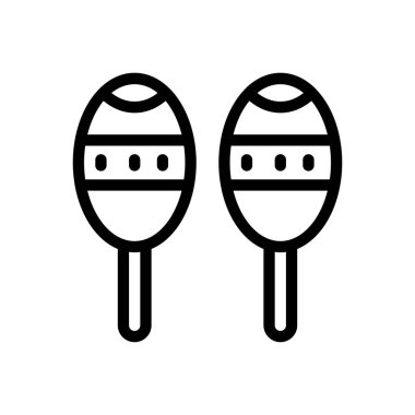 Şeffaf bir arkaplanda marakas vektör çizimi. Konsept ve grafik tasarımı için ince çizgi simgesi.. 