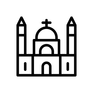 Şeffaf bir arkaplan üzerinde kilise vektör çizimi. Premium kalite semboller. Konsept ve grafik tasarım için ince çizgi simgesi.. 