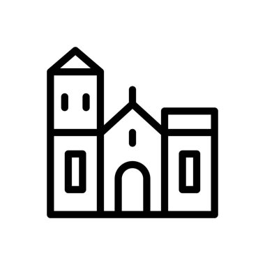 Şeffaf bir arkaplan üzerinde kilise vektör çizimi. Premium kalite semboller. Konsept ve grafik tasarım için ince çizgi simgesi.. 