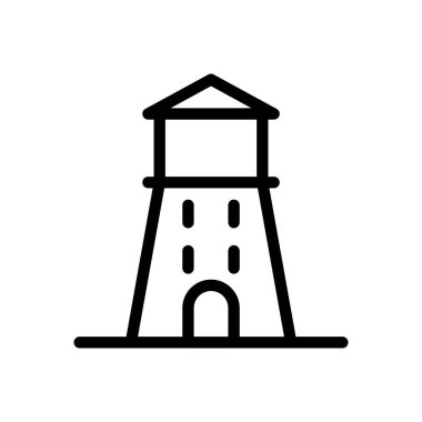 Şeffaf bir arkaplan üzerinde kule vektör çizimi. Konsept ve grafik tasarım için ince çizgi simgesi.. 