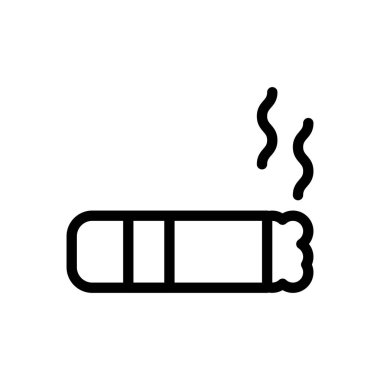 Şeffaf bir arkaplan üzerinde sigara vektör çizimi. Premium kalite semboller. Konsept ve grafik tasarım için ince çizgi simgesi. 