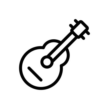 Şeffaf bir arkaplan üzerinde gitar vektör çizimi. Konsept ve grafik tasarım için ince çizgi simgesi..