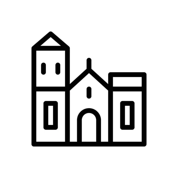 Gambar Vektor Gereja Pada Background Premium Kualitas Simbol Thin Baris - Stok Vektor
