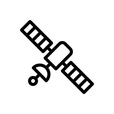 Şeffaf bir arkaplan üzerinde uydu vektör çizimi. Premium kalite semboller. Konsept ve grafik tasarım için ince çizgi simgesi. 