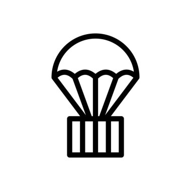 Şeffaf bir arkaplanda paraşüt vektör çizimi. Konsept ve grafik tasarımı için ince çizgi simgesi.. 