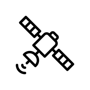 Şeffaf bir arkaplan üzerinde uydu vektör çizimi. Premium kalite semboller. Konsept ve grafik tasarım için ince çizgi simgesi. 