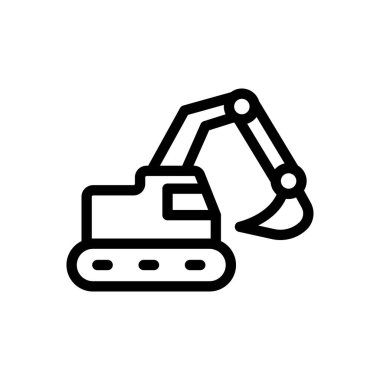 Şeffaf bir arkaplan üzerinde kazıcı vektör çizimi. Premium kalite semboller. Konsept ve grafik tasarım için ince çizgi simgesi. 