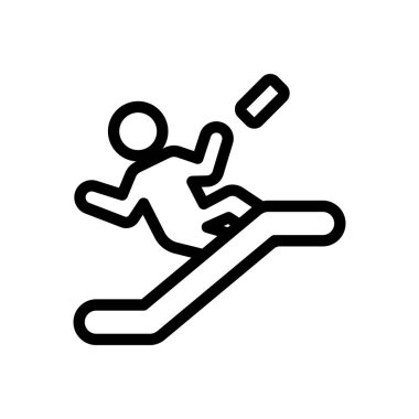 Şeffaf bir arkaplanda yürüyen merdiven vektör çizimi. Konsept ve grafik tasarımı için ince çizgi simgesi.. 