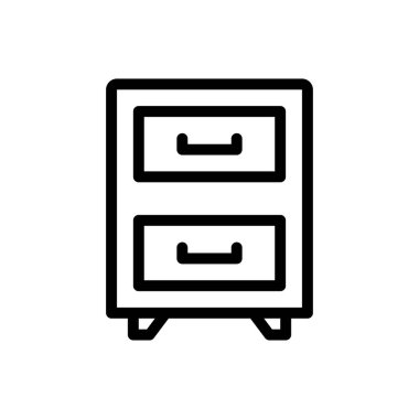 Şeffaf bir arkaplan üzerinde çekmece vektör çizimi. Konsept ve grafik tasarım için ince çizgi simgesi.. 