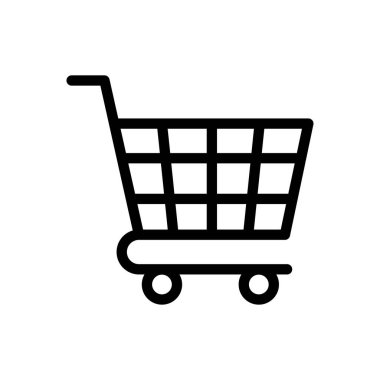 Şeffaf bir arkaplan üzerinde alışveriş vektörü çizimi. Konsept ve grafik tasarımı için ince çizgi simgesi.. 