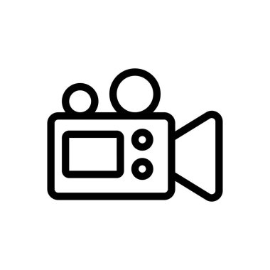 Saydam bir arkaplan üzerinde video vektör illüstrasyonu. Konsept ve grafik tasarımı için ince çizgi simgesi..
