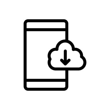 Şeffaf bir arkaplana vektör illüstrasyonu indiriliyor. Premium kalite simgeleri. Konsept ve grafik tasarım için ince çizgi simgesi. 