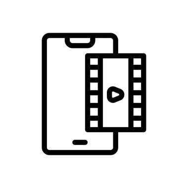 Saydam bir arkaplan üzerinde video vektör illüstrasyonu. Konsept ve grafik tasarımı için ince çizgi simgesi.. 