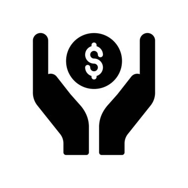 Saydam bir arkaplan üzerinde dolar el vektör illüstrasyonu. Konsept ve grafik tasarım simgeleri için kaliteli semboller.. 