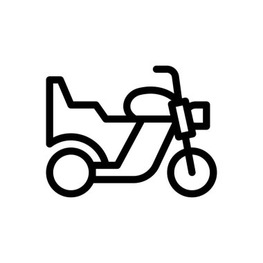 Şeffaf bir arkaplan üzerinde motosiklet vektör çizimi. Konsept ve grafik tasarım için ince çizgi simgesi.. 