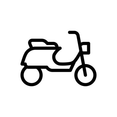 Saydam bir arkaplan üzerinde scooter vektör çizimi. Premium kalite semboller. Konsept ve grafik tasarım için ince çizgi simgesi. 