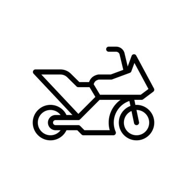 Şeffaf bir arkaplan üzerinde motosiklet vektör çizimi. Konsept ve grafik tasarım için ince çizgi simgesi.. 