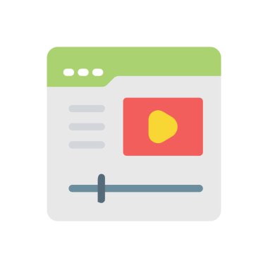 Saydam bir arkaplan üzerinde video vektör illüstrasyonu. Konsept ve grafik tasarım için kaliteli simgeler..