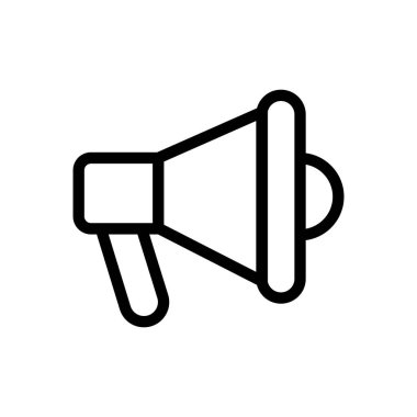 Şeffaf bir arkaplanda megafon vektör çizimi. Konsept ve grafik tasarımı için ince çizgi simgesi..