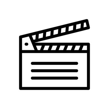 Şeffaf bir arkaplanda klaket vektör çizimi. Konsept ve grafik tasarımı için ince çizgi simgesi..