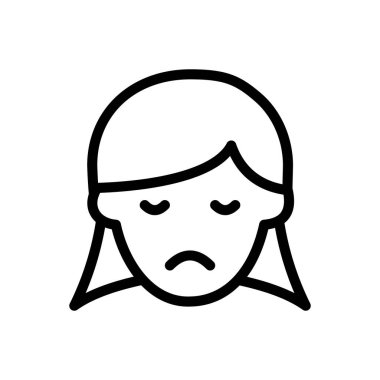 Saydam bir arkaplan üzerinde kız vektör çizimi. Premium kalite semboller. Konsept ve grafik tasarım için ince çizgi simgesi. 