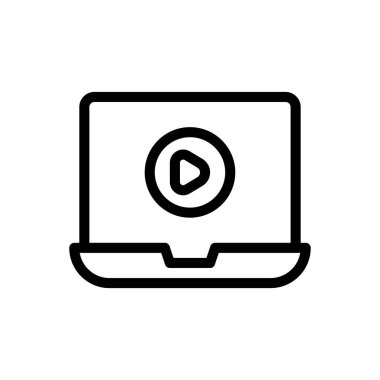 Saydam bir arkaplan üzerinde video vektör illüstrasyonu. Konsept ve grafik tasarımı için ince çizgi simgesi.. 