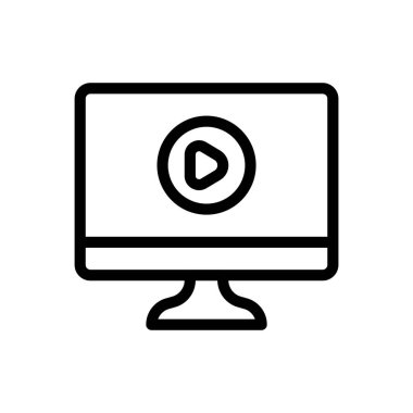 Saydam bir arkaplan üzerinde video vektör illüstrasyonu. Konsept ve grafik tasarımı için ince çizgi simgesi.. 