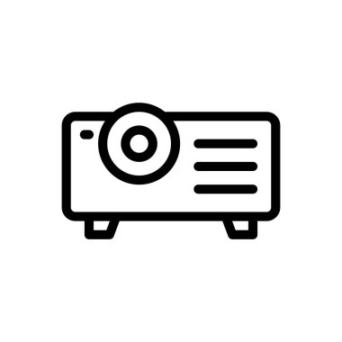 Şeffaf bir arkaplan üzerinde projektör vektör çizimi. Konsept ve grafik tasarımı için ince çizgi simgesi..  