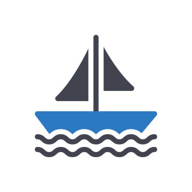 Saydam bir arkaplanda tekne vektör çizimi. Konsept ve grafik tasarım simgeleri için kaliteli semboller.. 