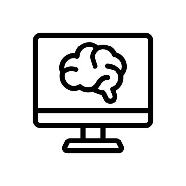 Saydam bir arkaplanda beyin vektör çizimi. Konsept ve grafik tasarım için ince çizgi simgesi..