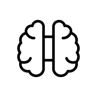 Saydam bir arkaplanda beyin vektör çizimi. Konsept ve grafik tasarım için ince çizgi simgesi..