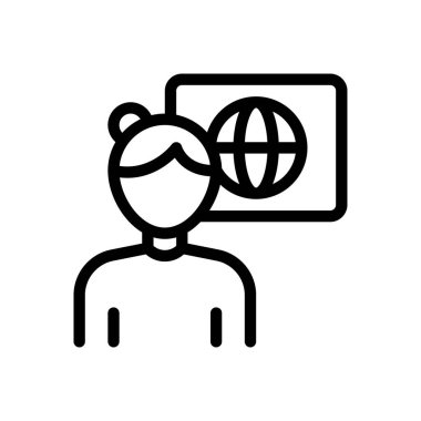 Şeffaf bir arkaplan üzerinde küresel vektör çizimi. Premium kalite sembolleri. Konsept ve grafik tasarım için ince çizgi simgesi. 