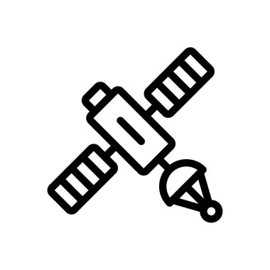 Şeffaf bir arkaplan üzerinde uydu vektör çizimi. Premium kalite semboller. Konsept ve grafik tasarım için ince çizgi simgesi. 