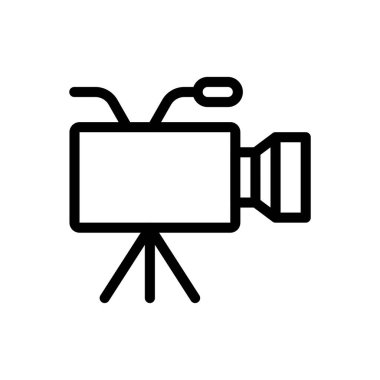 Saydam bir arkaplan üzerinde video vektör illüstrasyonu. Konsept ve grafik tasarımı için ince çizgi simgesi..