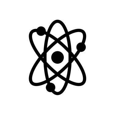 Şeffaf bir arkaplanda atom vektörü çizimi. Konsept ve grafik tasarım için mükemmel kalite sembolleri..